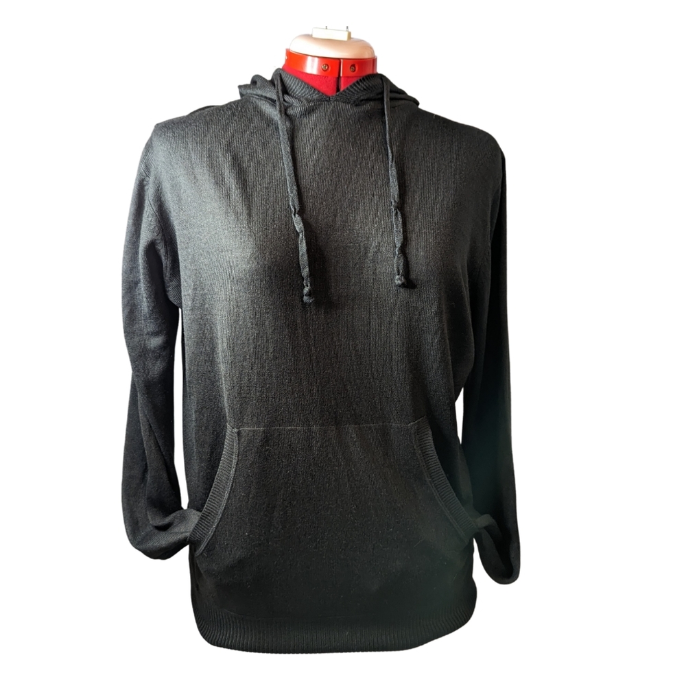 🔖 Black LG / XL Lightweight silky Knit Hoodie EUC